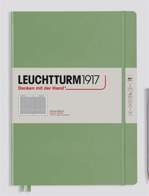 Leuchtturm 1917 Notebook A4 With Hardcover Squared Sage THE PAPER PLACE