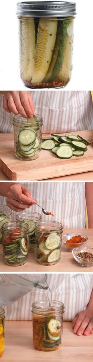 The Process Of Making Pickles Is Shown In Three Different Stages