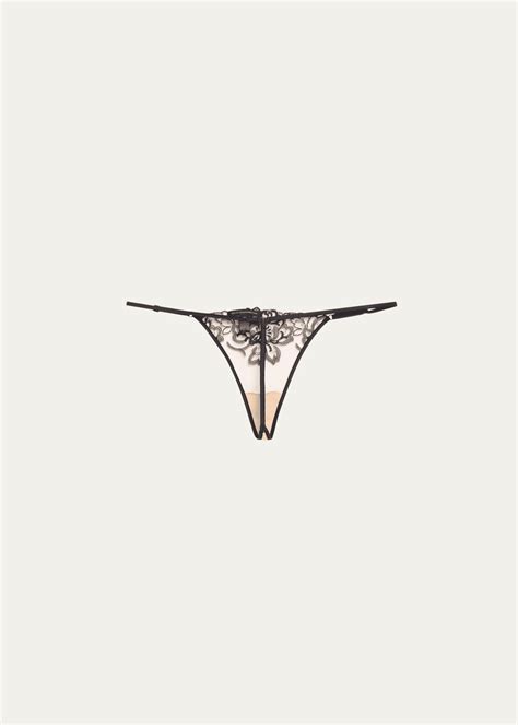 Kiki De Montparnasse Cezanne Embroidered Mesh G String Bergdorf Goodman