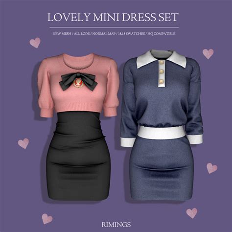 RIMINGS Lovely Mini Dress Set RIMINGS 2024 심즈 4 심즈 의상