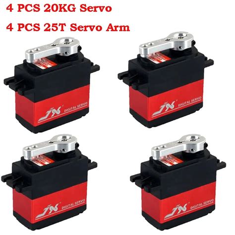 4PCS JX PDI 6221MG Metal Gear 20kg Rc Servo Arm Large Torque Digital