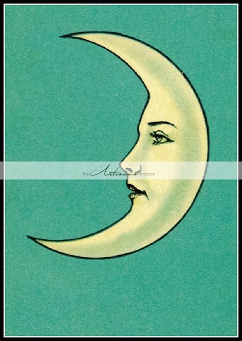 Vintage Crescent Moon Face