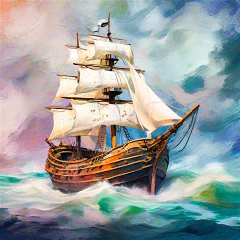 Premium Photo | Pirate ship abstract painting art Hand drawn by dry ...