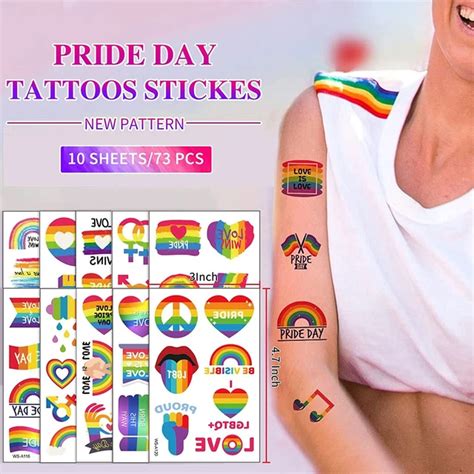 Sheets Lgbt Gay Pride Temporary Tattoos Waterproof Rainbow Tattoos Stickers Picclick Uk