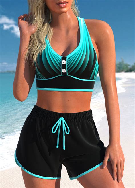 Criss Cross High Waisted Ombre Cyan Bikini Set Modlily USD 31 98