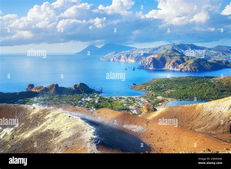 View Of Aeolian Islands Archipelago From Gran Cratere Vulcano Island