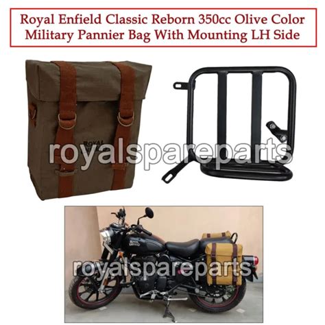 Royal Enfield Classic Reborn 350 Olive Lh Military Pannier Bag