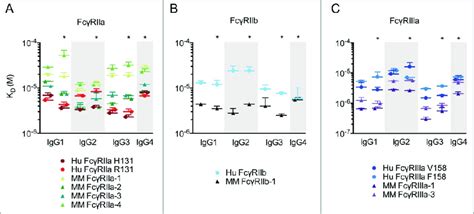 Affinity Of Human Igg Subclasses For Human And Rhesus Fcgr Equilibrium Download Scientific