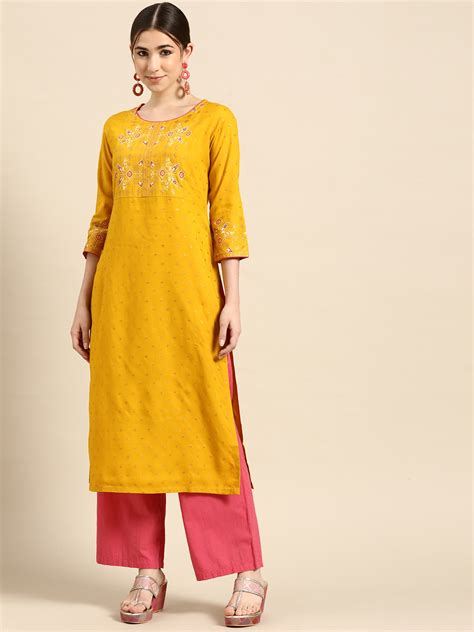 Buy Gerua By Libas Women Yellow Pink Ethnic Motifs Printed Kurta