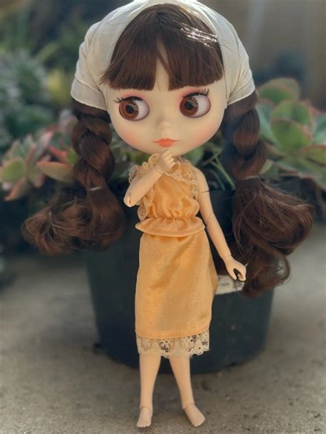 Nude Blythe Doll From Factory Jointed Body Glossy Face White Skin Brown Hair Ebay