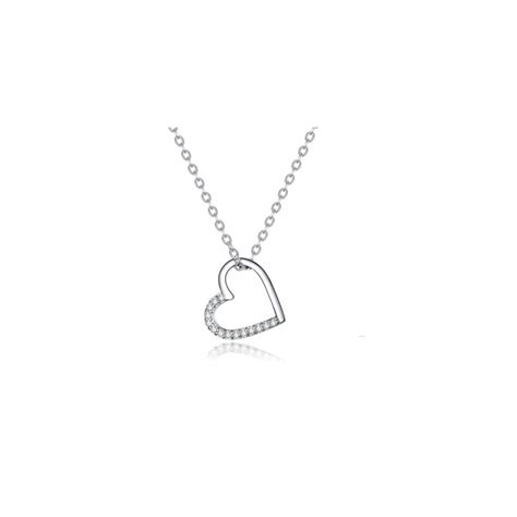 Collier Argent Coeur Pench Strass Diamant