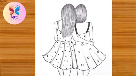 How To Draw Two Sisters Easy Step By Step Pencil Drawing Of Two