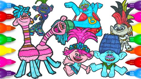 Trolls World Tour Coloring Pages Poppy Branch Barb Biggie Prince D