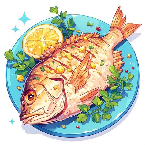 Pescado monje a la parrilla con azafrán aioli Vector Premium generado