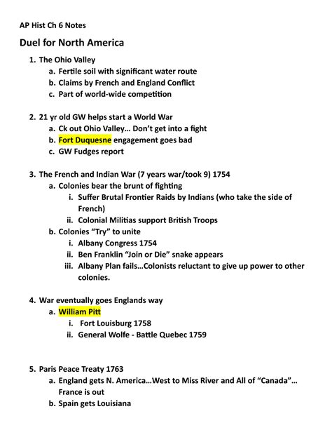 Ap Hist Ch 6 Notes Duel For N Amer Ap Hist Ch 6 Notes Duel For North America The Ohio Valley A