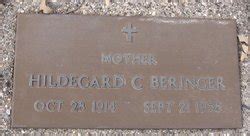 Hildegard Clara Wegscheid Beringer 1914 1958 Mémorial Find a Grave