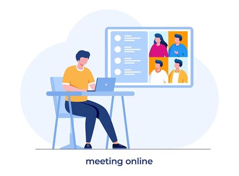 Premium Vector Online Meeting Concept People On Computer Screen