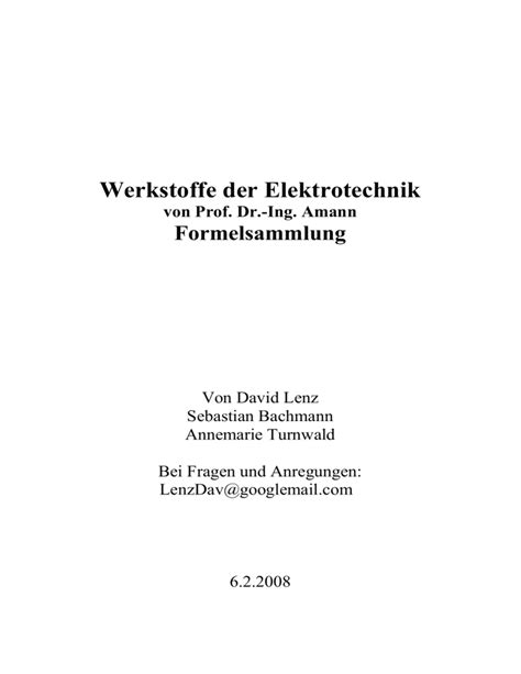 Werkstoffe Der Elektrotechnik