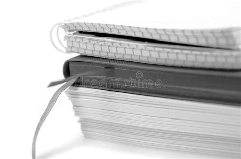 Black And White Stack Of Notebooks Is On A White Stock Image Image Of