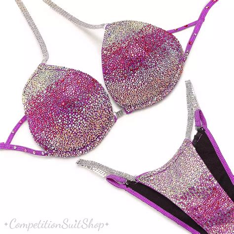 Silver Blue Bikini Competition Suit