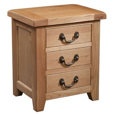 Somerset Waxed Oak 3 Drawer Bedside Table No Assembly Required