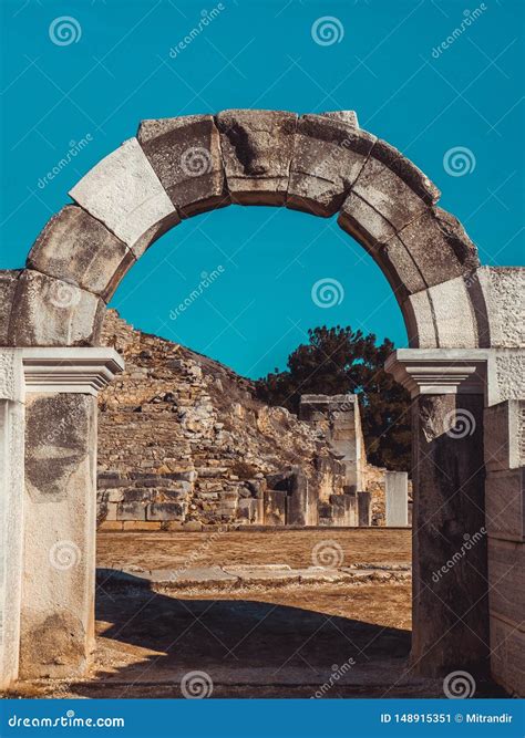 Ancient Stone Portal To the Ruins of the Amphitheater of Philippi