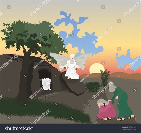 Jesus Empty Tomb Scene Angel Mary