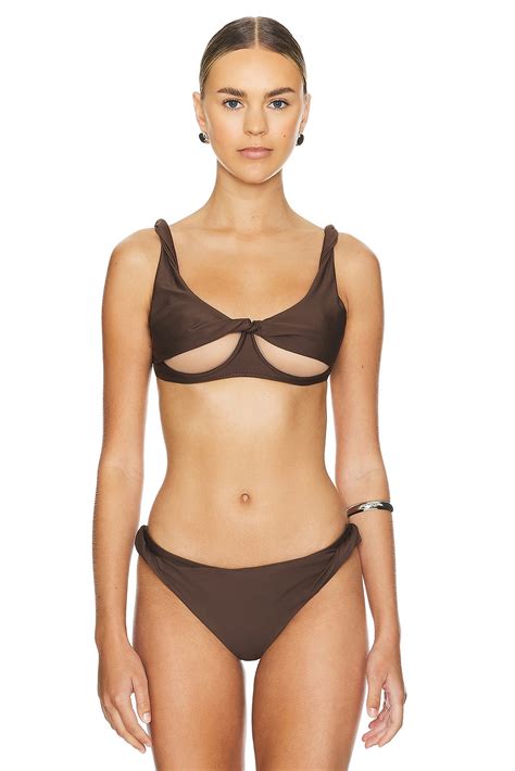 Di Petsa Twisted Underbust Bikini Top In Brown REVOLVE