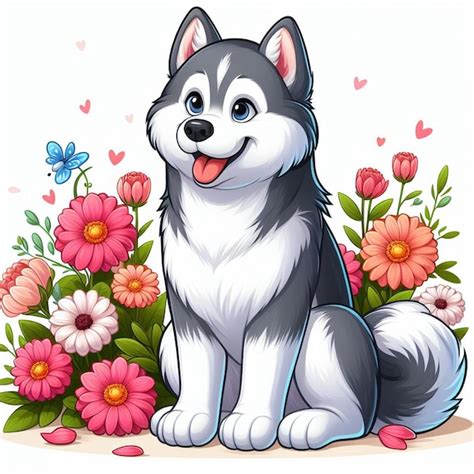 C O Husky Siberiano Vector Ilustra O De Desenho Animado Vetor Premium