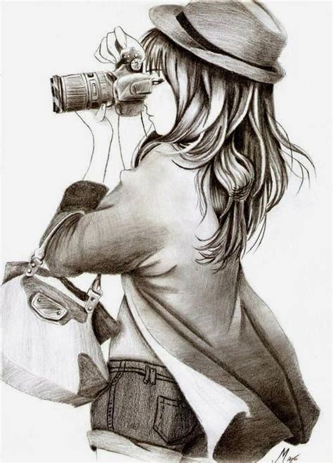 Illustration Camera Drawing Landscape Pencil Drawings Girls Cartoon Art