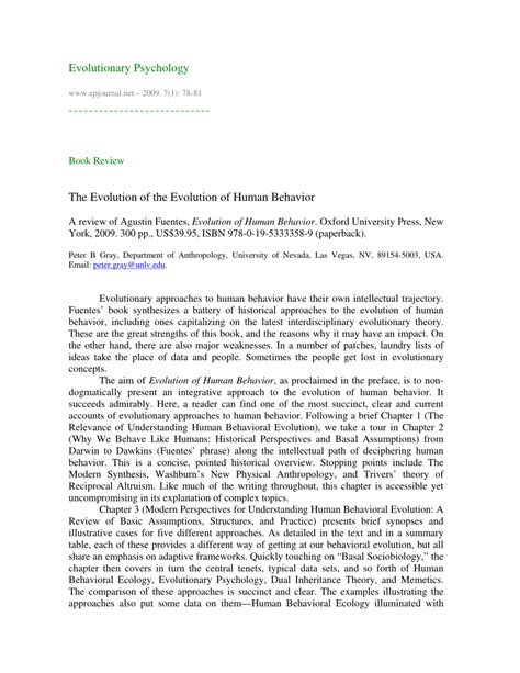 (PDF) Book Review: The Evolution of the Evolution of Human Behavior