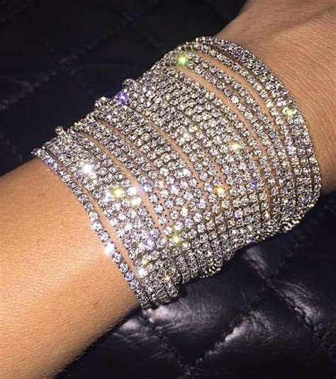 Statement Sparkly Bracelet With 22 Rows of Glass Crystals. | Etsy ...