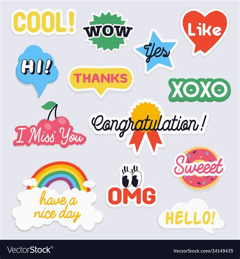 Social network stickers with notes for online Vector Image