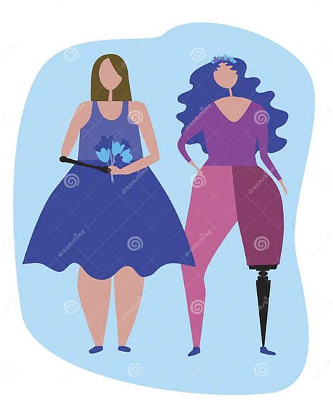 A Woman With A Prosthetic Leg And A European Girl With A Prosthetic Leg A Vector Stock