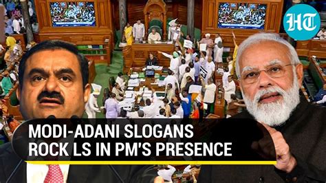 Modi Adani Bhai Bhai Govt Approves Budget Amid Opposition Ruckus Watch Hindustan Times