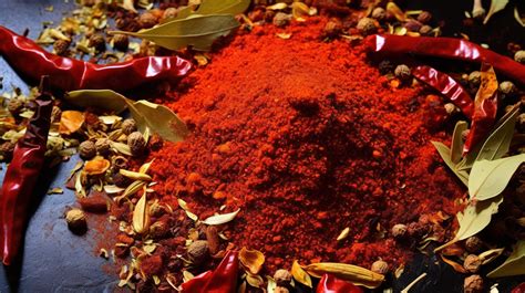 Up Close View Of Assorted Red Spices On Table A Vibrant And Tantalizing Background For Your ...