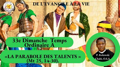 La Parabole Des Talents E Dimanche Temps Ordinaire A Mt