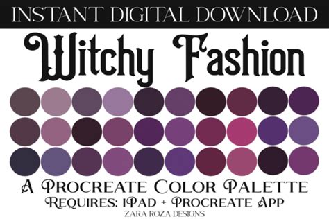 Witchy Fashion Procreate Color Palette Graphic By ZaraRozaDesigns