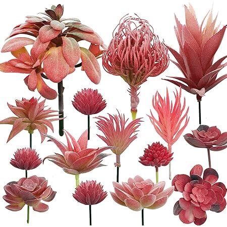 Amazon Woohome 20 PCS Artificial Succulent Plants Red Fake