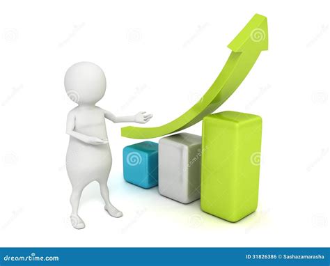 3d Man Presenting Business Growth Chart Graph With Arrow Stock