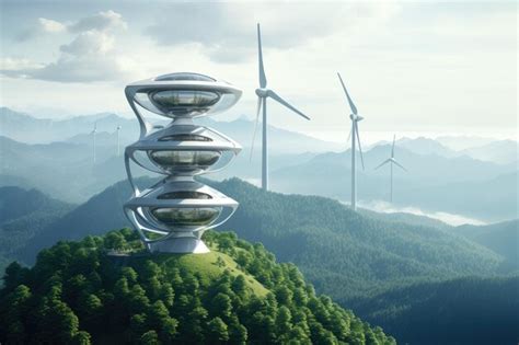 Premium Photo Futuristic Environmentally Friendly Power Plant Of The