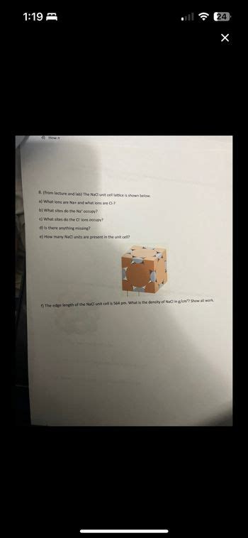 Answered: wn ecture and lab) The NaCl unit cell lattice is shown below ...