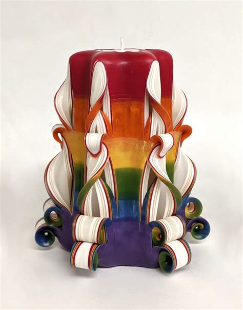 Carved Rainbow Pillar Candle | Zee Candles