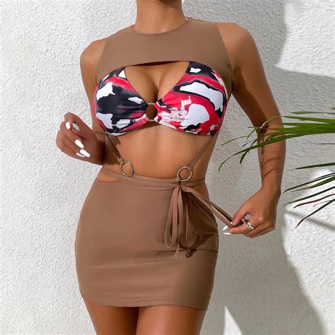 3 Piece Bathing Suit Skirt Bathing Suit Set Tankini Skirt 3 Piece Bikini Set Skirt Bikinis
