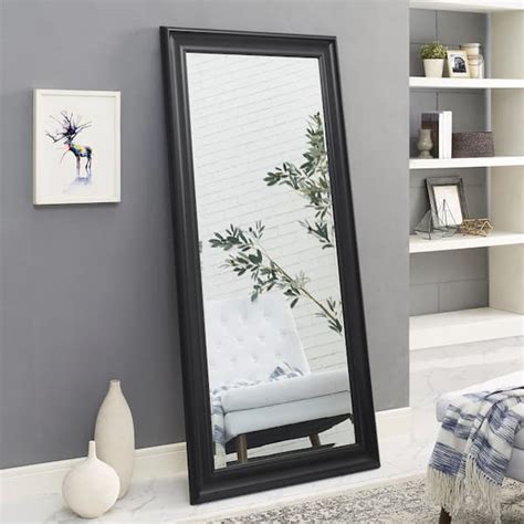 HOMESTOCK Black 65" H x 31" W Framed Floor Mirror Full Length Mirror ...