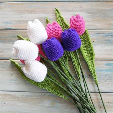 Multicoloured Crochet Tulips Free Pattern On My Website Happyberry Co