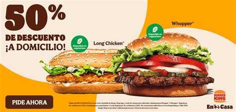 50 De Descuento En Hamburguesas Whopper Whopper Vegetal Long Chicken