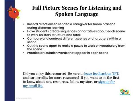 Fall Listening Auditory Comprehension And Language Activity Picture Scenes