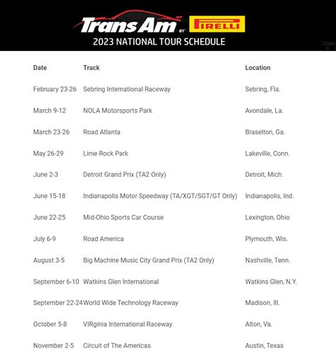 Trans Am Releases 2023 National Tour & West Coast Series Schedules ...