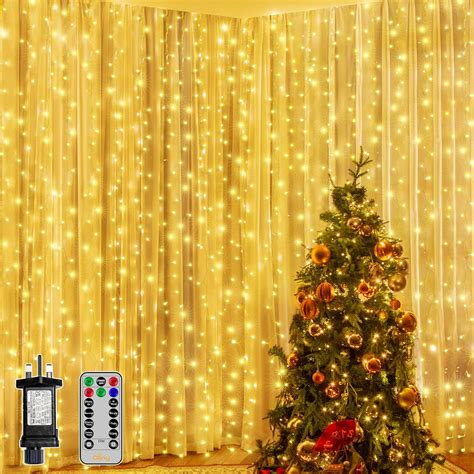 Ollny Christmas Curtain Lights Indoor Led X M Xmas Window Hanging